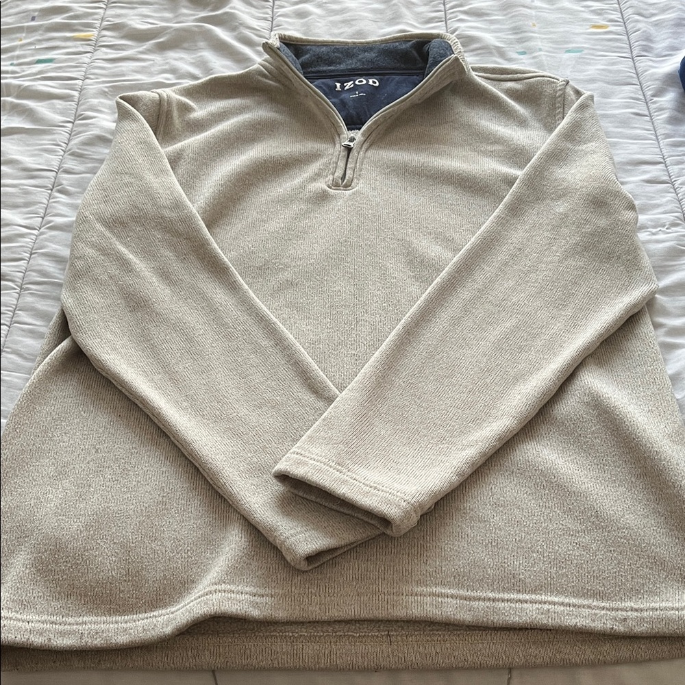 IZOD Men's Beige 1/4 Zip Sweater